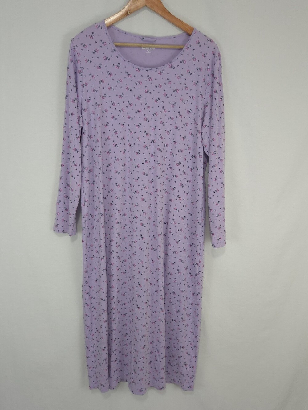 Lands' End Women's Tall Cotton Long Sleeve Midcalf Nightgown